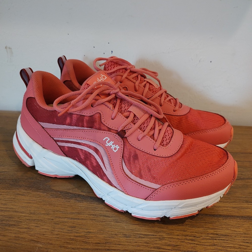 Ryka Imagine Sneakers Women 11 Wide Pink Coral Comfort Cushioned Gorpcore Lace